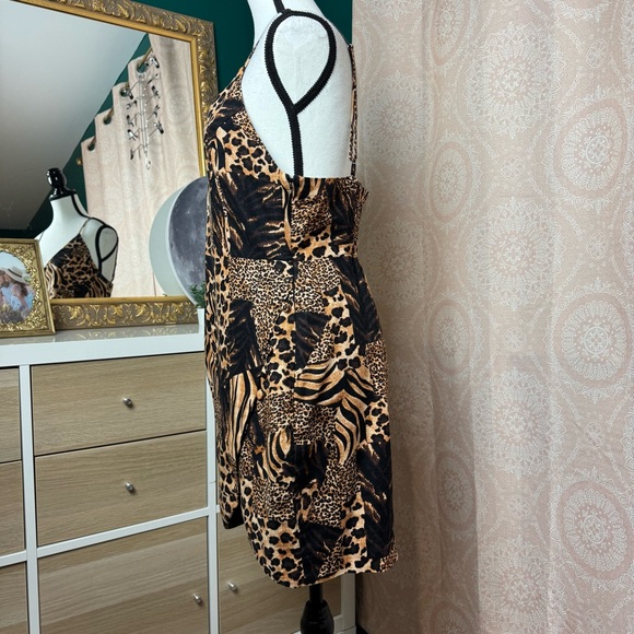 Urban Outiftters NWT Animal Leopard Tiger Print Patchwork Tank Dress Linen Sz L - Picture 3 of 12